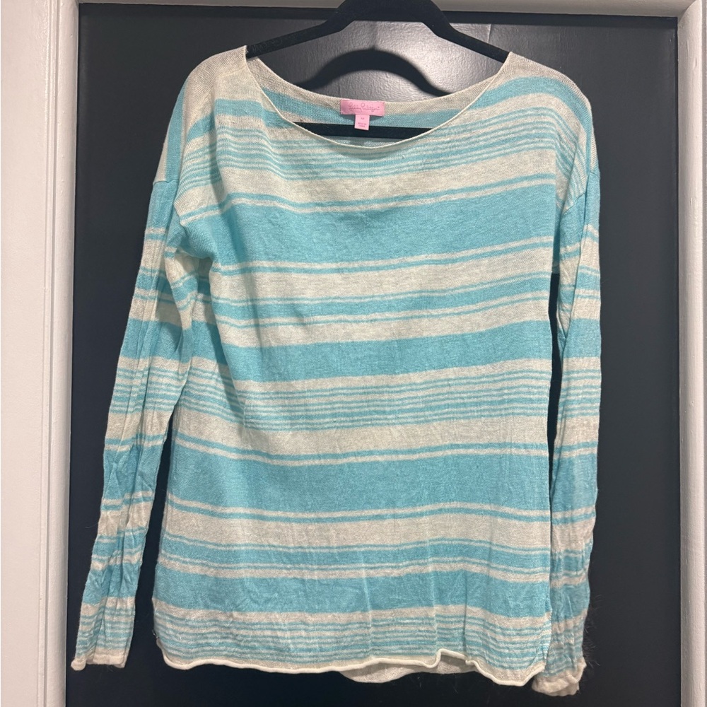 Lilly Pulitzer Blue and Cream Knit Top